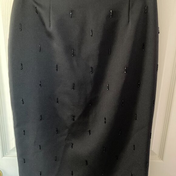 Laundry By Shelli Segal Pencil Skirt Black Size 6 Beaded - Picture 2 of 5